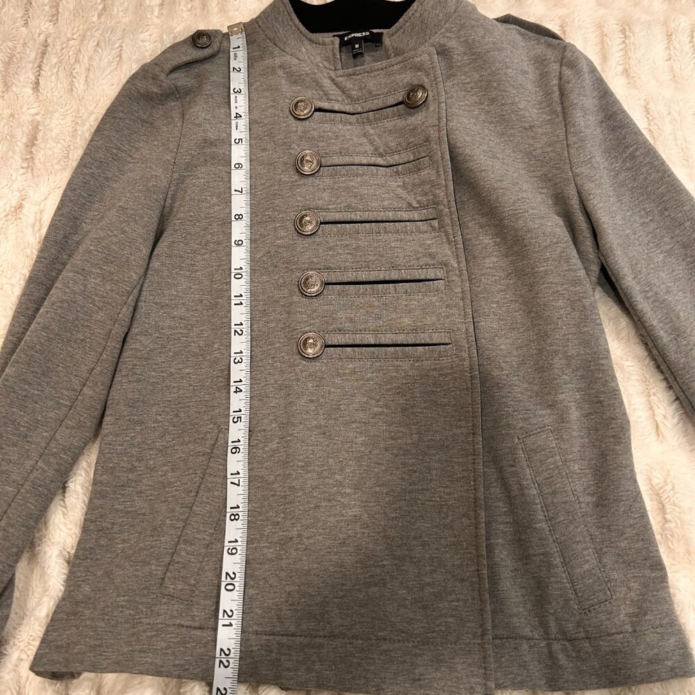 Express Women's Grey Military Style Cropped Blazer Jacket Medium - Picture 6 of 7